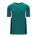 Athletic Knit BA1763-456 One Button Baseball Jersey - Pacific Teal/White/Navy - Primary