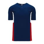 Athletic Knit BA1763-764 One Button Baseball Jersey - Navy/White/Red - Primary