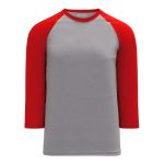 Athletic Knit BA1846-923 Baseball Long Sleeve Shirt - Heather Grey/Red - Primary