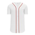 Athletic Knit BA5500-BOS584 Full Button Baseball Jersey - White/Red - Primary