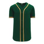 Athletic Knit BA5500-OAK592 Full Button Baseball Jersey - Dark Green/Gold/White - Primary