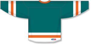 Athletic Knit H6500-458 League Hockey Jersey - Pacific Teal/White/Orange - Rear