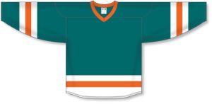 Athletic Knit H6500-458 League Hockey Jersey - Pacific Teal/White/Orange - Front