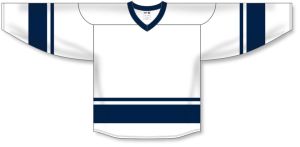 Athletic Knit H6400-217 League Hockey Jersey - White/Navy - Front