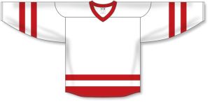 Athletic Knit H6500-209 League Hockey Jersey - White/Red - Front