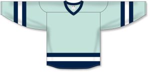 Athletic Knit H6500-421 League Hockey Jersey - Ice Blue/Navy/White - Front