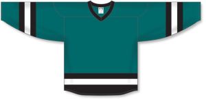 Athletic Knit H6500-457 League Hockey Jersey - Pacific Teal/Black/White - Front