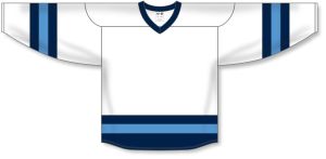 Athletic Knit H6500-474 League Hockey Jersey - White/Navy/Sky - Front