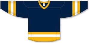 Athletic Knit H6500-766 League Hockey Jersey - Navy/Tuscan Gold/White - Front