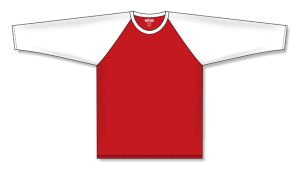 Athletic Knit BA1846-208 Baseball Long Sleeve Shirt - Red/White - Front