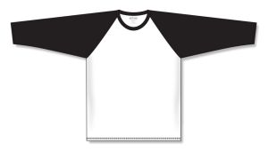 Athletic Knit BA1846-222 Baseball Long Sleeve Shirt - White/Black - Front