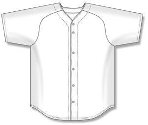 Athletic Knit BA5200-000 Full Button Baseball Jersey - White - Front