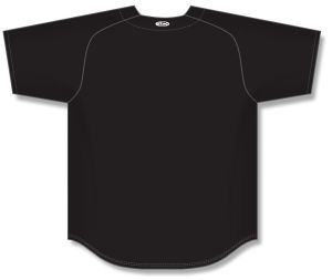 Athletic Knit BA5200-001 Full Button Baseball Jersey - Black - Rear