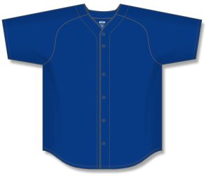 Athletic Knit BA5200-002 Full Button Baseball Jersey - Royal - Front
