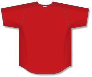Athletic Knit BA5200-005 Full Button Baseball Jersey - Red - Rear