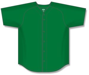 Athletic Knit BA5200-007 Full Button Baseball Jersey - Kelly - Front