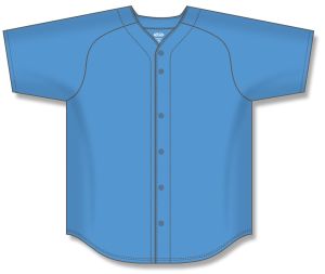 Athletic Knit BA5200-018 Full Button Baseball Jersey - Sky - Front