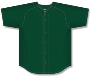 Athletic Knit BA5200-029 Full Button Baseball Jersey - Dark Green - Front