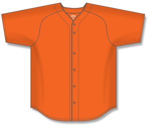 Athletic Knit BA5200-064 Full Button Baseball Jersey - Orange - Front