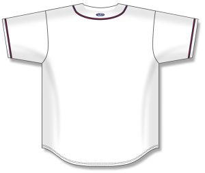 Athletic Knit BA5500-ATL598 Full Button Baseball Jersey - White/Navy/Red - Rear