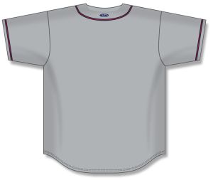 Athletic Knit BA5500-ATL599 Full Button Baseball Jersey - Grey/Navy/Red - Rear