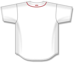 Athletic Knit BA5500-BOS584 Full Button Baseball Jersey - White/Red - Rear