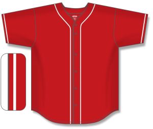 Athletic Knit BA5500-CIN698 Full Button Baseball Jersey - Red/White - Front
