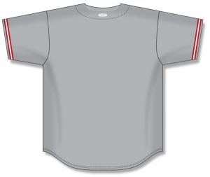 Athletic Knit BA5500-CIN699 Full Button Baseball Jersey - Grey/Red/White - Rear