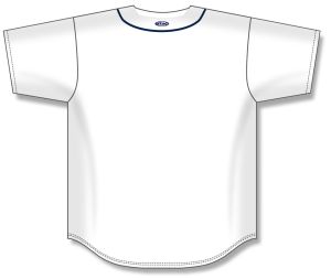 Athletic Knit BA5500-DET574 Full Button Baseball Jersey - White/Navy - Rear