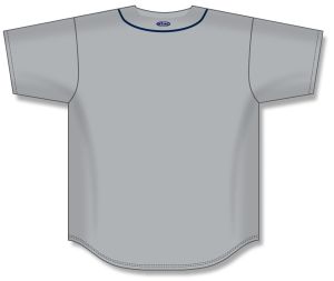 Athletic Knit BA5500-DET575 Full Button Baseball Jersey - Grey/Navy - Rear