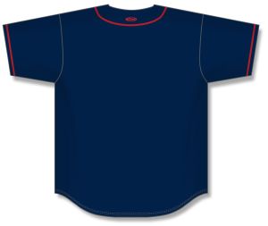 Athletic Knit BA5500-MIN697 Full Button Baseball Jersey - Navy/Red - Rear
