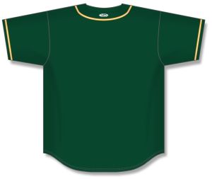 Athletic Knit BA5500-OAK592 Full Button Baseball Jersey - Dark Green/Gold/White - Rear