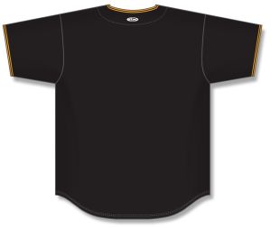 Athletic Knit BA5500-PIT578 Full Button Baseball Jersey - Black/Gold - Rear
