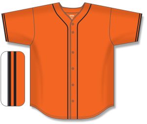 Athletic Knit BA5500-SF576 Full Button Baseball Jersey - Orange/Black - Front
