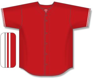 Athletic Knit BA5500-TOR571 Full Button Baseball Jersey - Red/White - Front