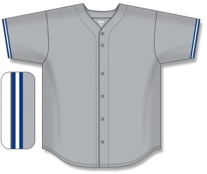 Athletic Knit BA5500-TOR572 Full Button Baseball Jersey - Grey/Royal/White - Front
