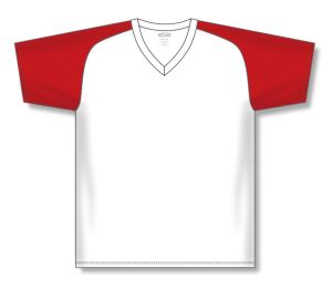 Athletic Knit A1375-209 Apparel Short Sleeve Shirt - White/Red - Front