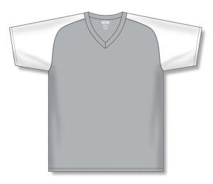 Athletic Knit A1375-245 Apparel Short Sleeve Shirt - Grey/White - Front