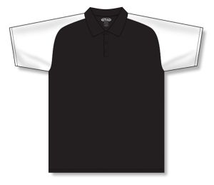 Athletic Knit A1815-221 Apparel Polo Shirt - Black/White - Front