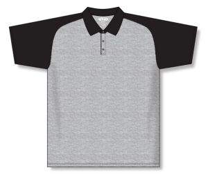 Athletic Knit A1815-920 Apparel Polo Shirt - Heather Grey/Black - Front