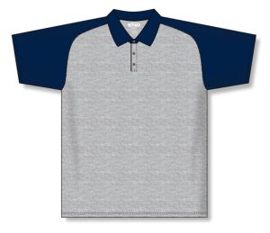 Athletic Knit A1815-921 Apparel Polo Shirt - Heather Grey/Navy - Front
