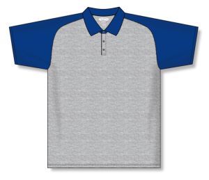 Athletic Knit A1815-922 Apparel Polo Shirt - Heather Grey/Royal - Front