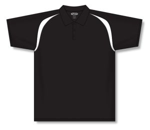 Athletic Knit A1820-221 Apparel Polo Shirt - Black/White - Front