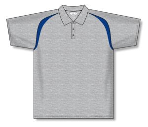 Athletic Knit A1820-922 Apparel Polo Shirt - Heather Grey/Royal - Front