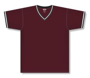 Athletic Knit BA1333-443 Pullover Baseball Jersey - Maroon/Black/White - Front