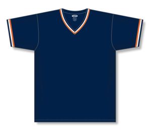 Athletic Knit BA1333-465 Pullover Baseball Jersey - Navy/Orange/White - Front