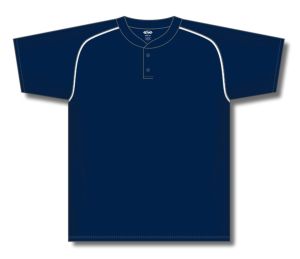Athletic Knit BA1344-216 Two Button Baseball Jersey - Navy/White - Front