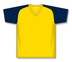 Athletic Knit BA1375-253 Pullover Baseball Jersey - Maize/Navy - Front
