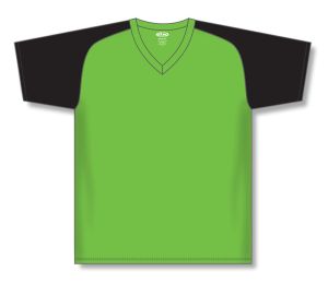 Athletic Knit BA1375-269 Pullover Baseball Jersey - Lime Green/Black - Front