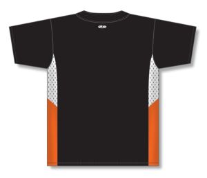 Athletic Knit BA1763-223 One Button Baseball Jersey - Black/White/Orange - Rear